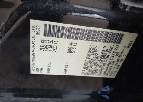 2013 Nissan Maxima S/Sv from USA, damaged, VIN 1N4AA5AP8DC837020